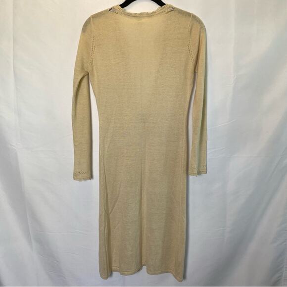 Max Studio Women's Knit Duster Cardigan Sweater XS Cream Lightweight Tie Front - Picture 7 of 8